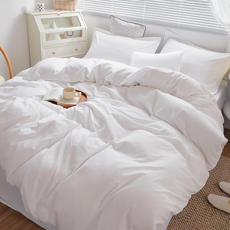 Cottonight White Comforter Sets Queen Pure White Bedding Comforter Queen Size Quilts Blanket Ultra Soft Breathabe Solid Bedding Set for Women Men Adults Teens - Image 4